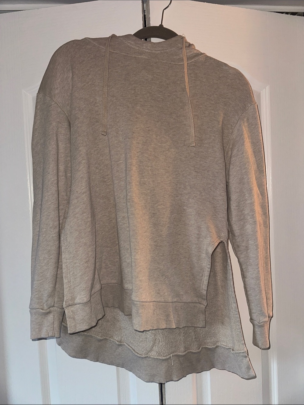 bp Neutral Scoop-Neck Layered Pullover Hoodie in Light Taupe